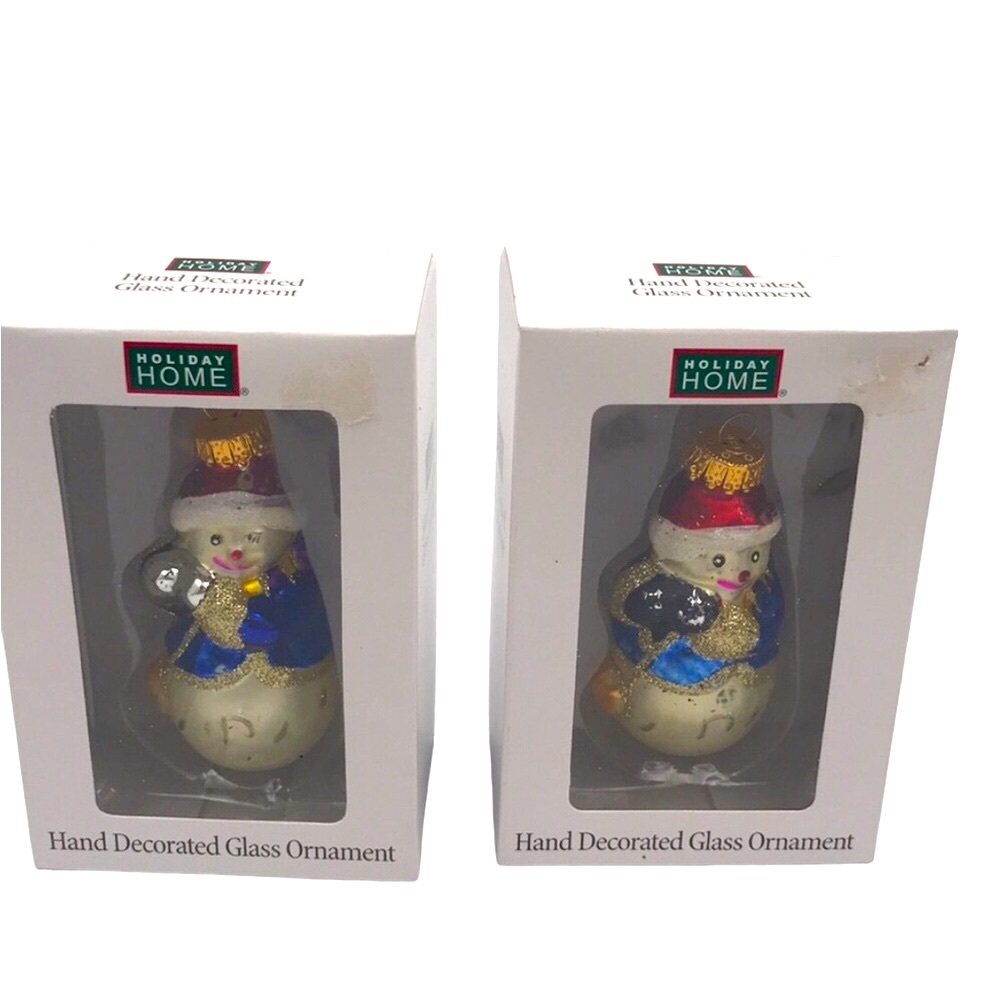Holiday Home ⛄️ Hand Decorated Glass Ornament Set